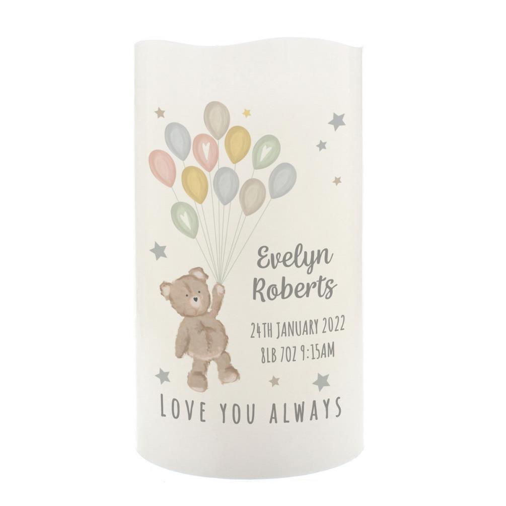 Personalised Teddy & Balloons Nightlight LED Candle £13.49